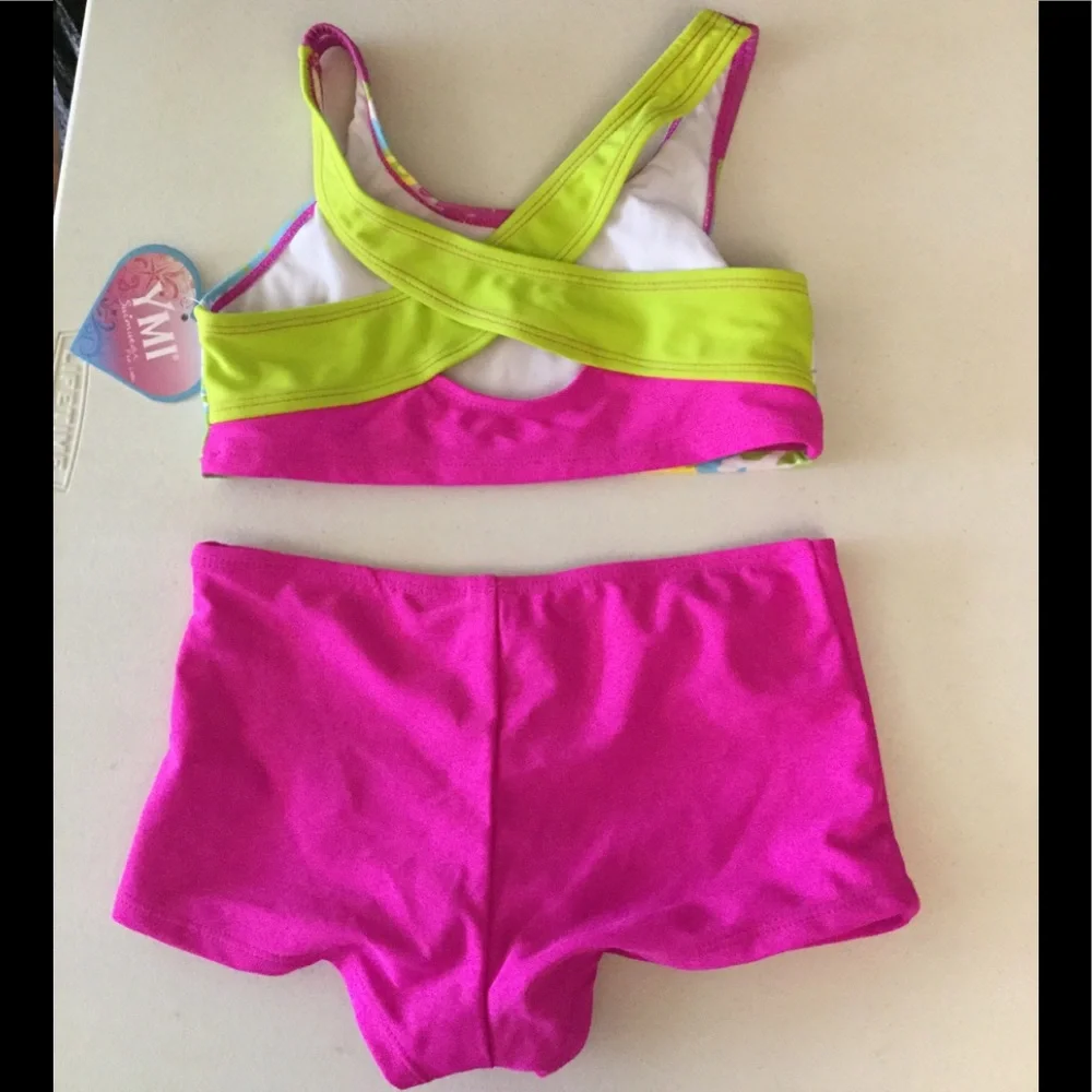 NWT YMI Girls sz 7/8‎ tie dye heart 2pc short swim